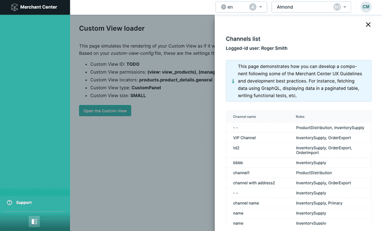 Local development with the Custom View opened